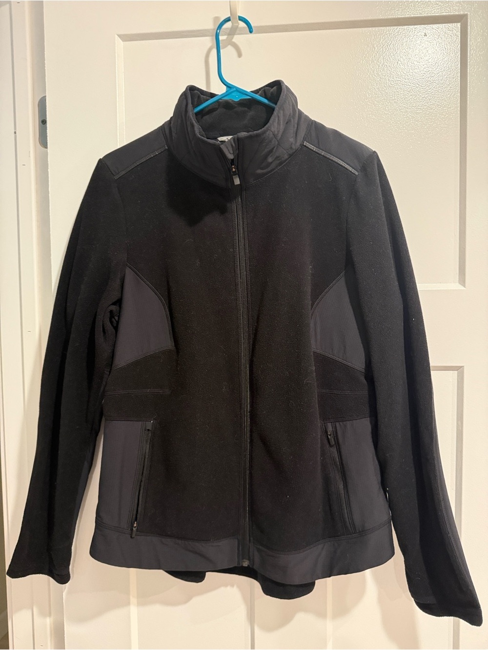 Athleta Black Fleece Utility Jacket with Panel Accents
